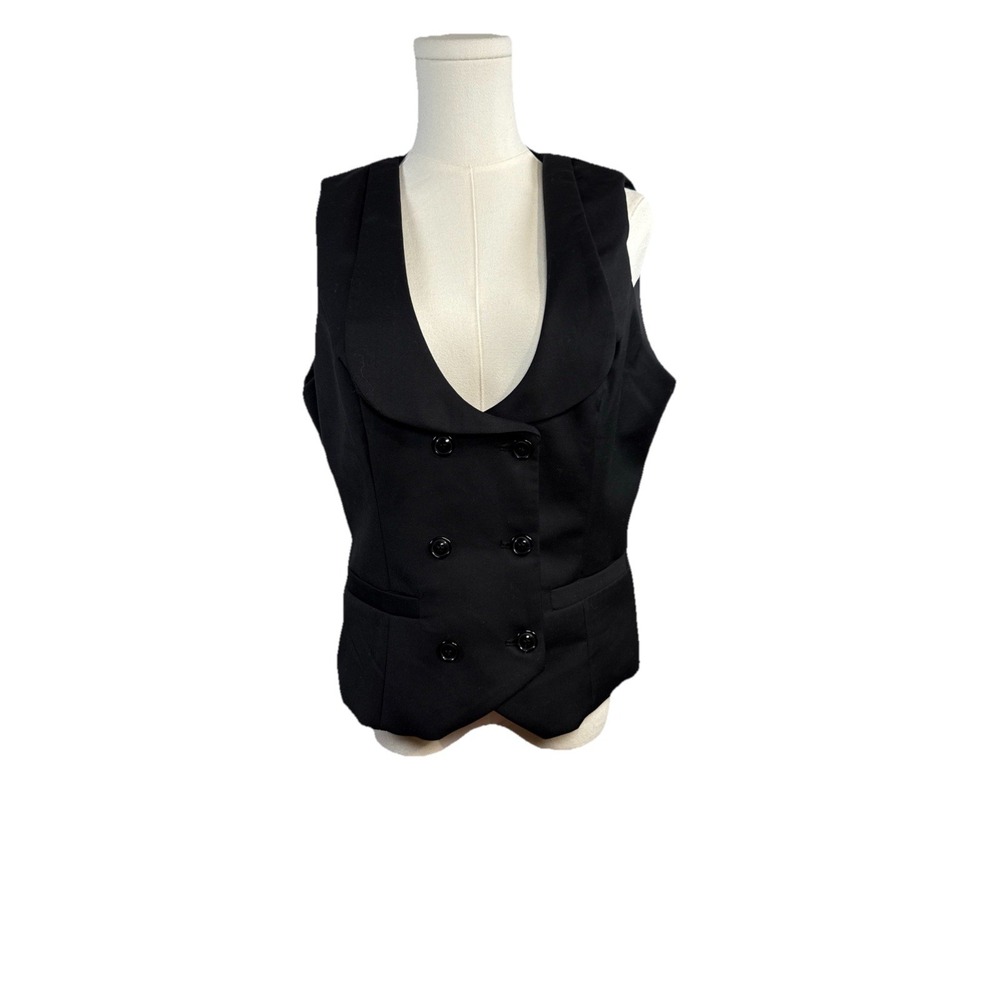 Belle Poque Black Suit Type Vest Women's Lg. 6 Button Front, Buckle Back Strap.